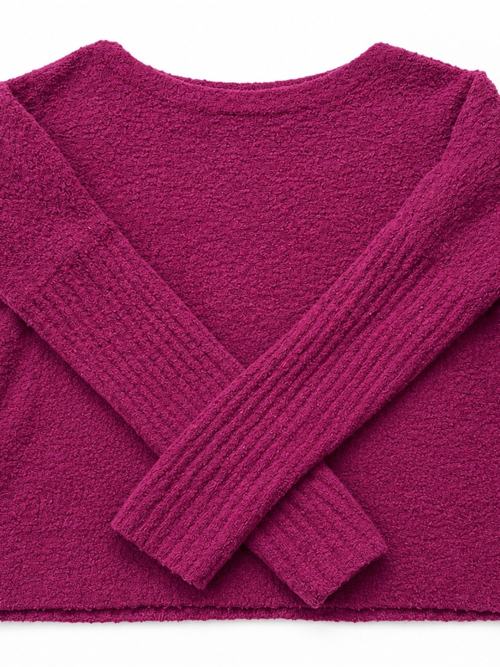 Anthropologie Raspberry Textured Crewneck Sweater